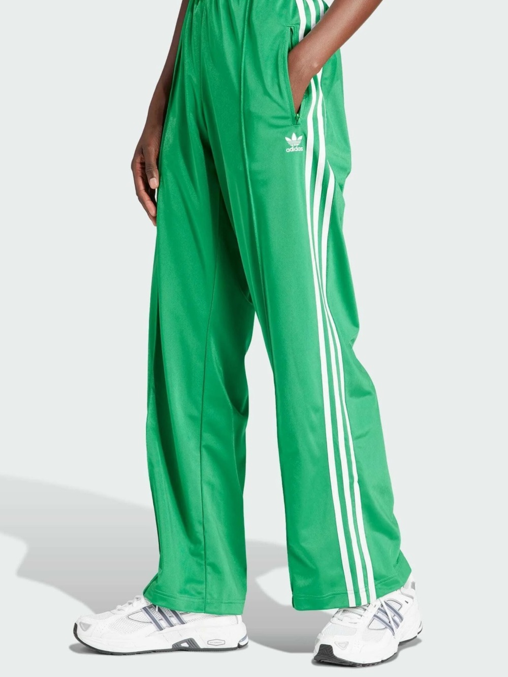 Adidas firebird loose track pants green with White Three-Stripes